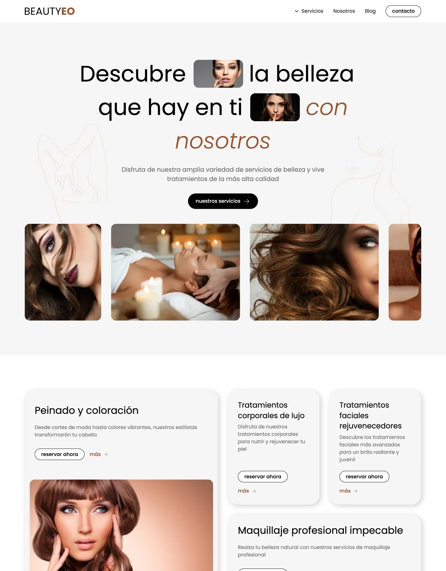 Plantilla de página web para belleza y estética