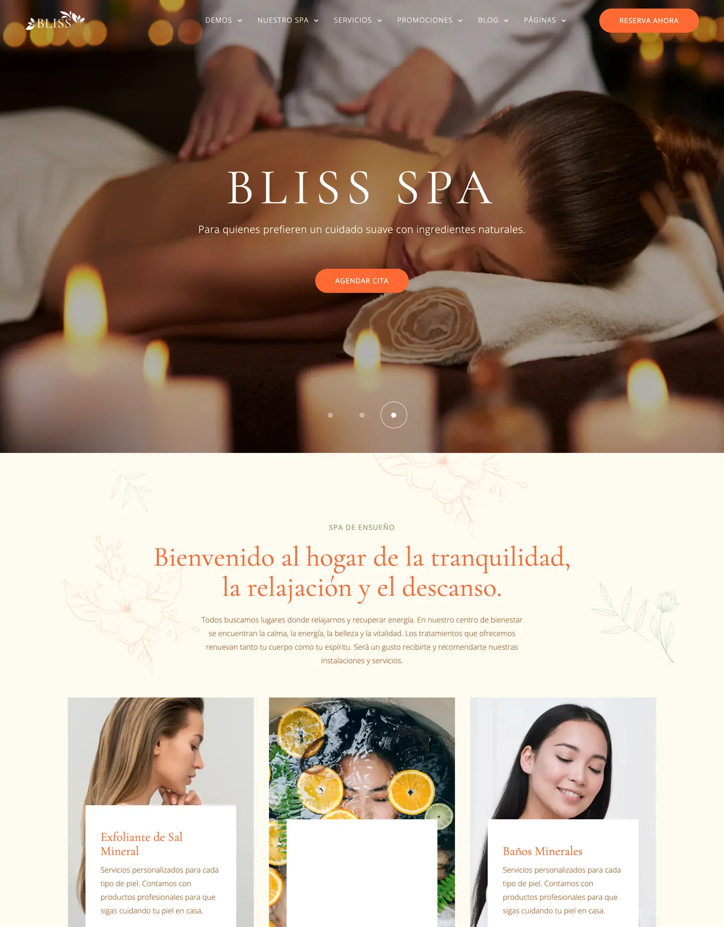 Plantilla de página web para belleza y estética