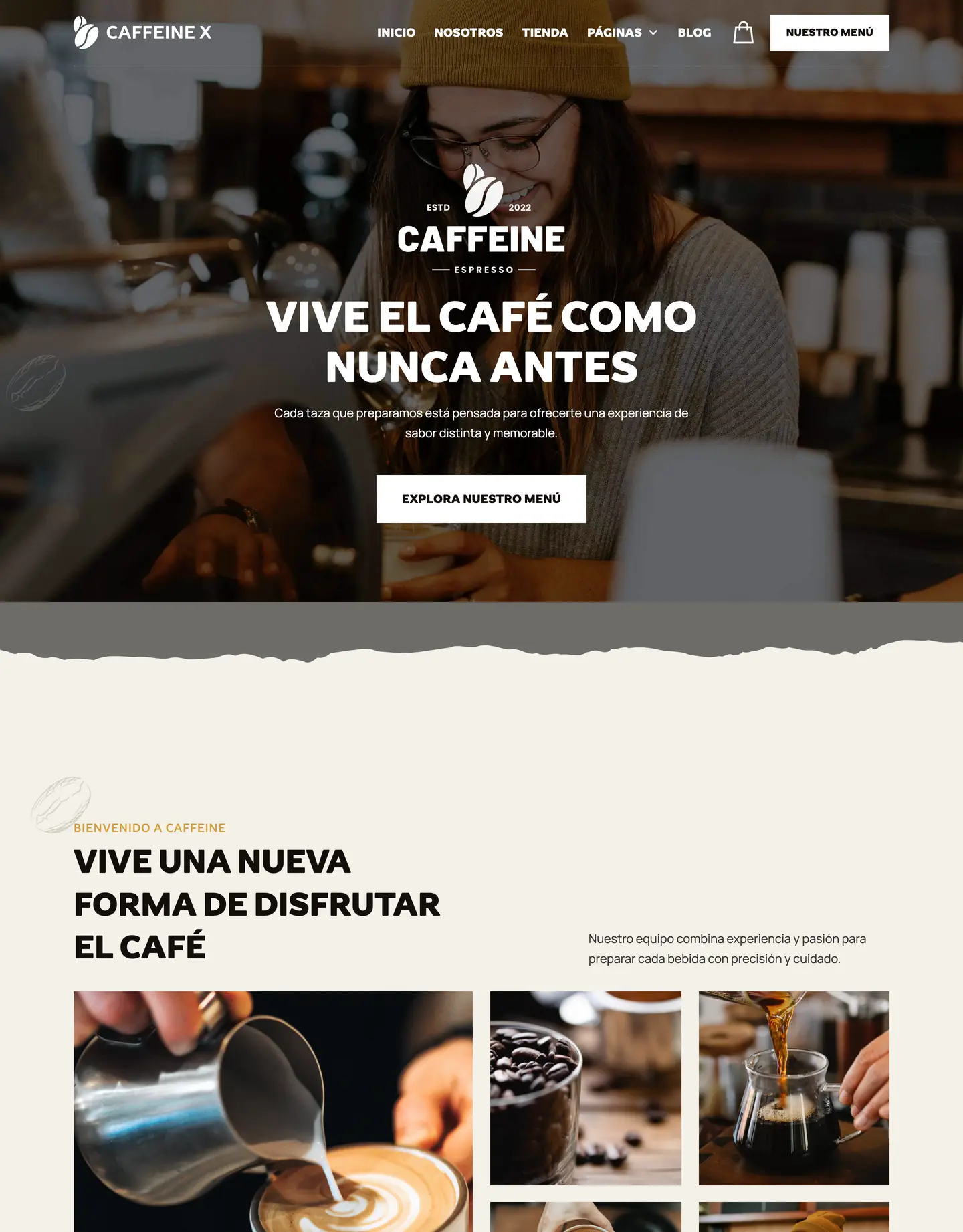 Plantilla de página web para restaurantes y cafés