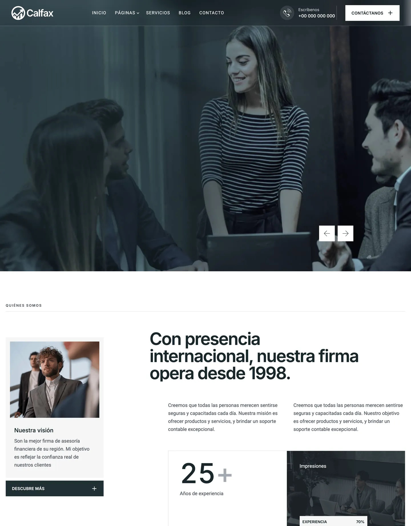 Plantilla de página web para finanzas y seguros