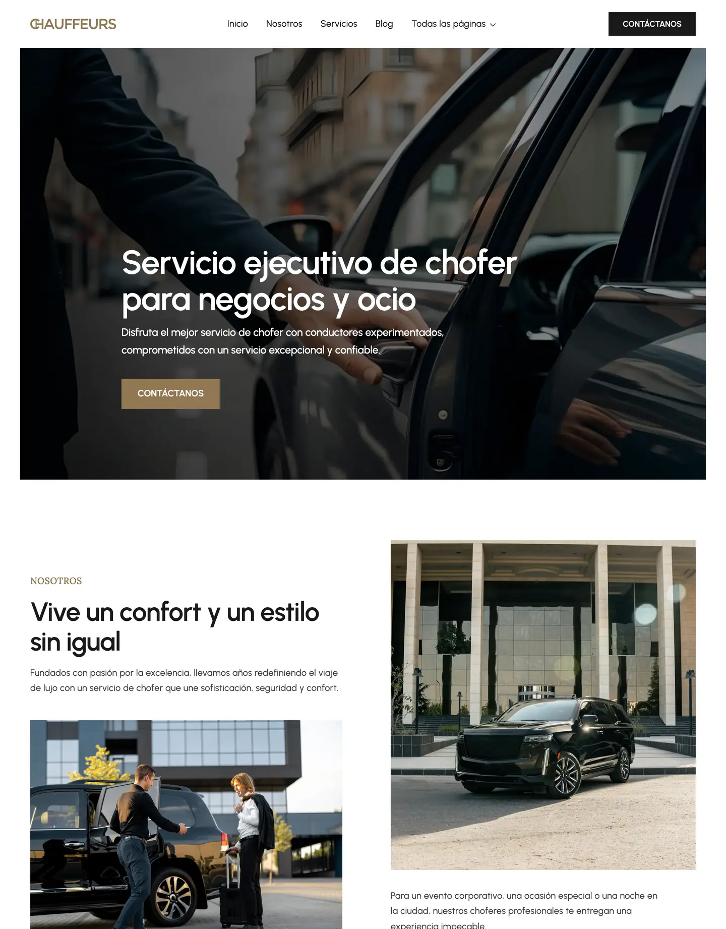 Plantilla de página web para transporte