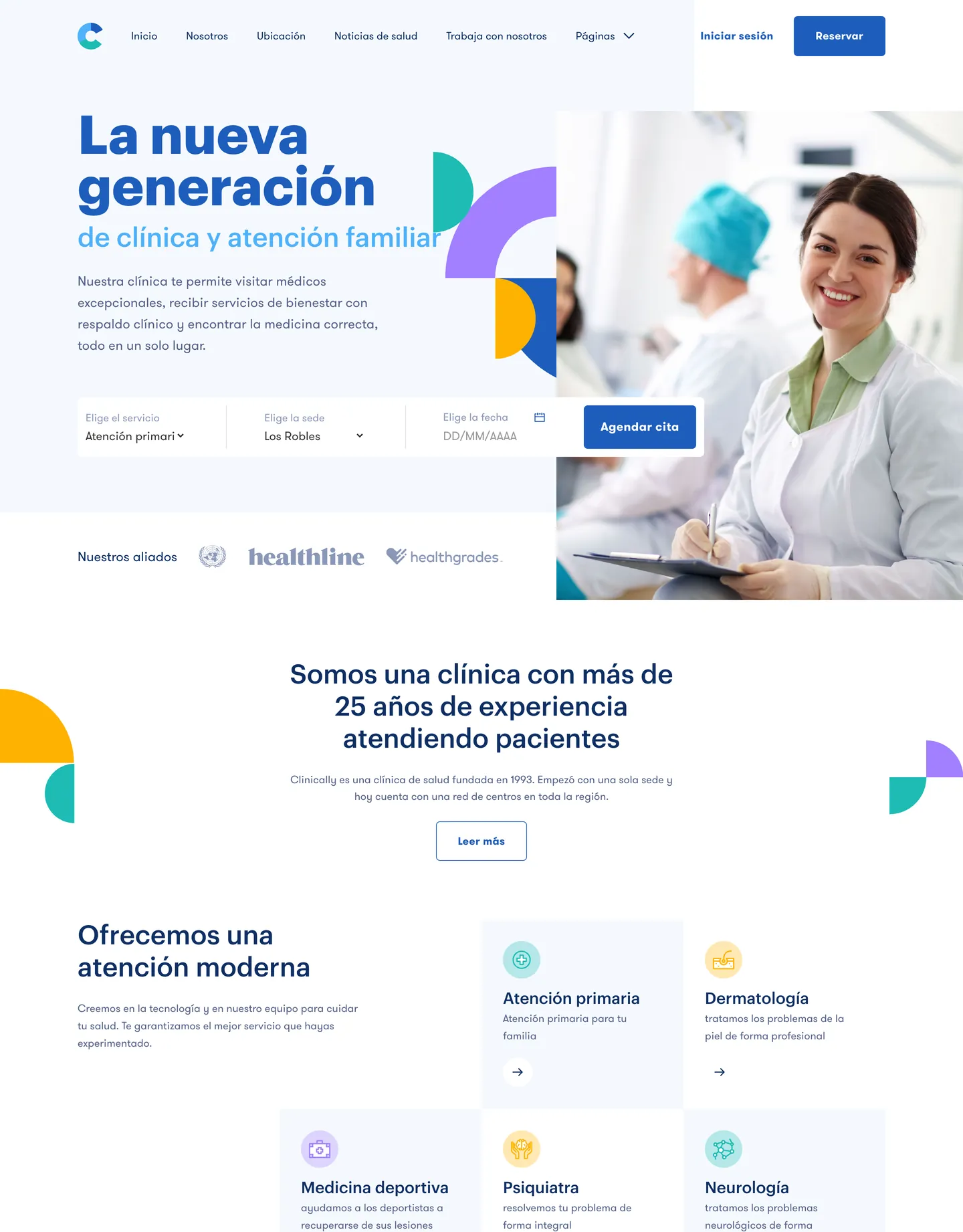 Plantilla de página web para salud y bienestar
