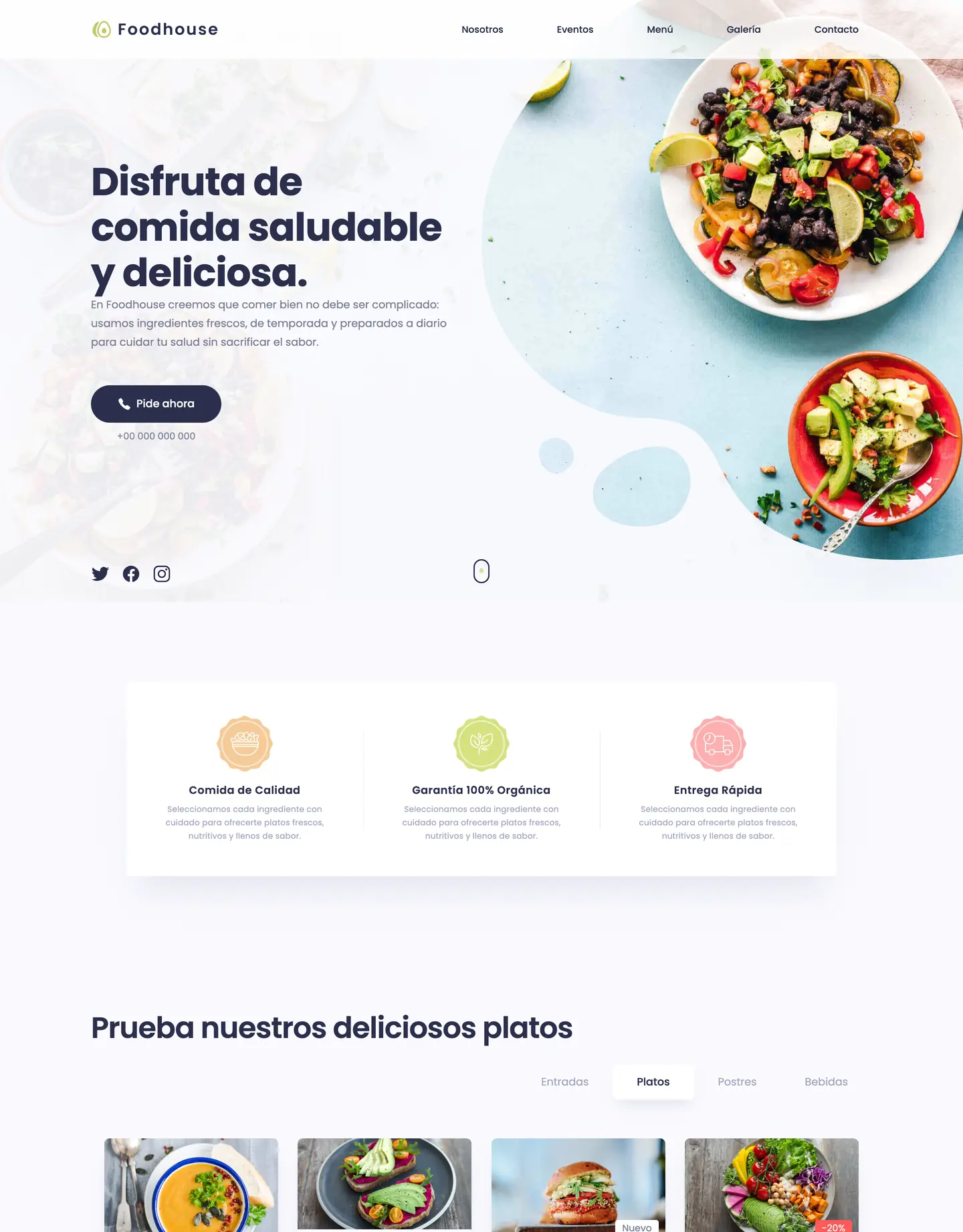 Plantilla de página web para restaurantes y cafés