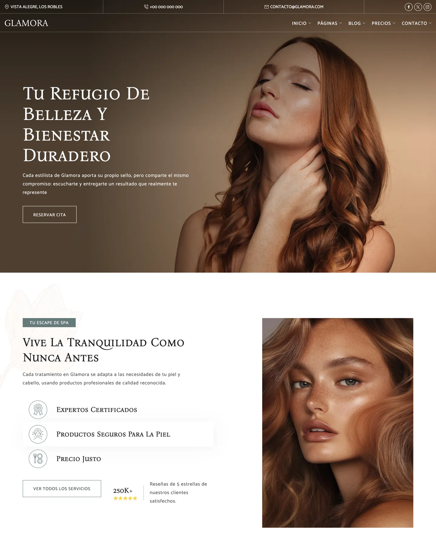 Plantilla de página web para belleza y estética