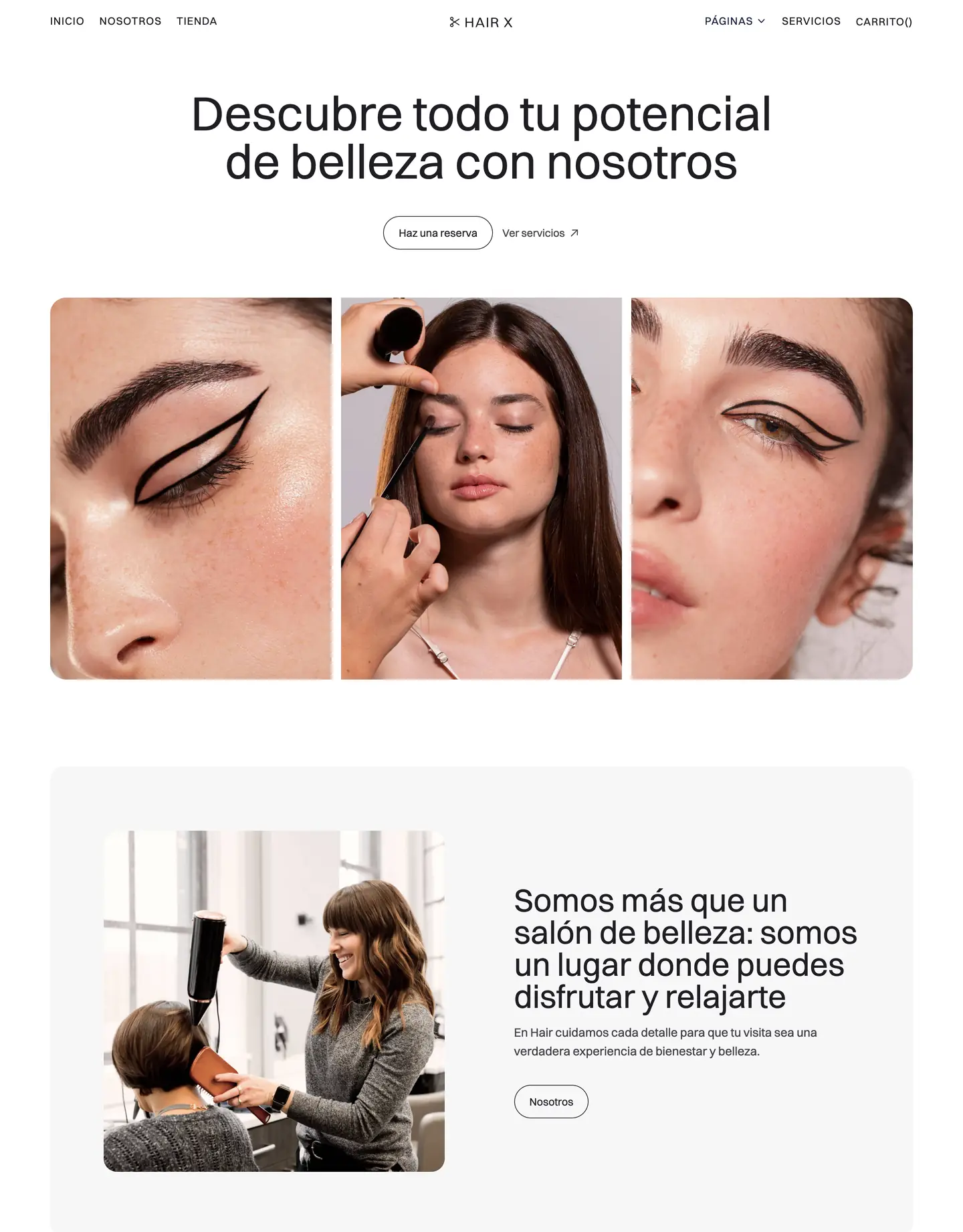 Plantilla de página web para belleza y estética