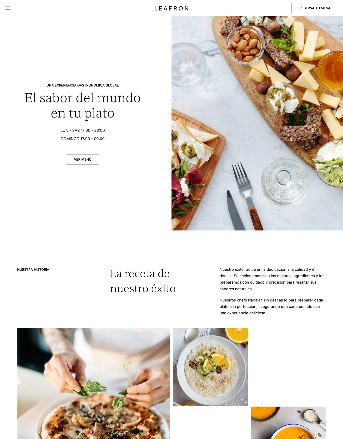 Plantilla de página web para restaurantes y cafés