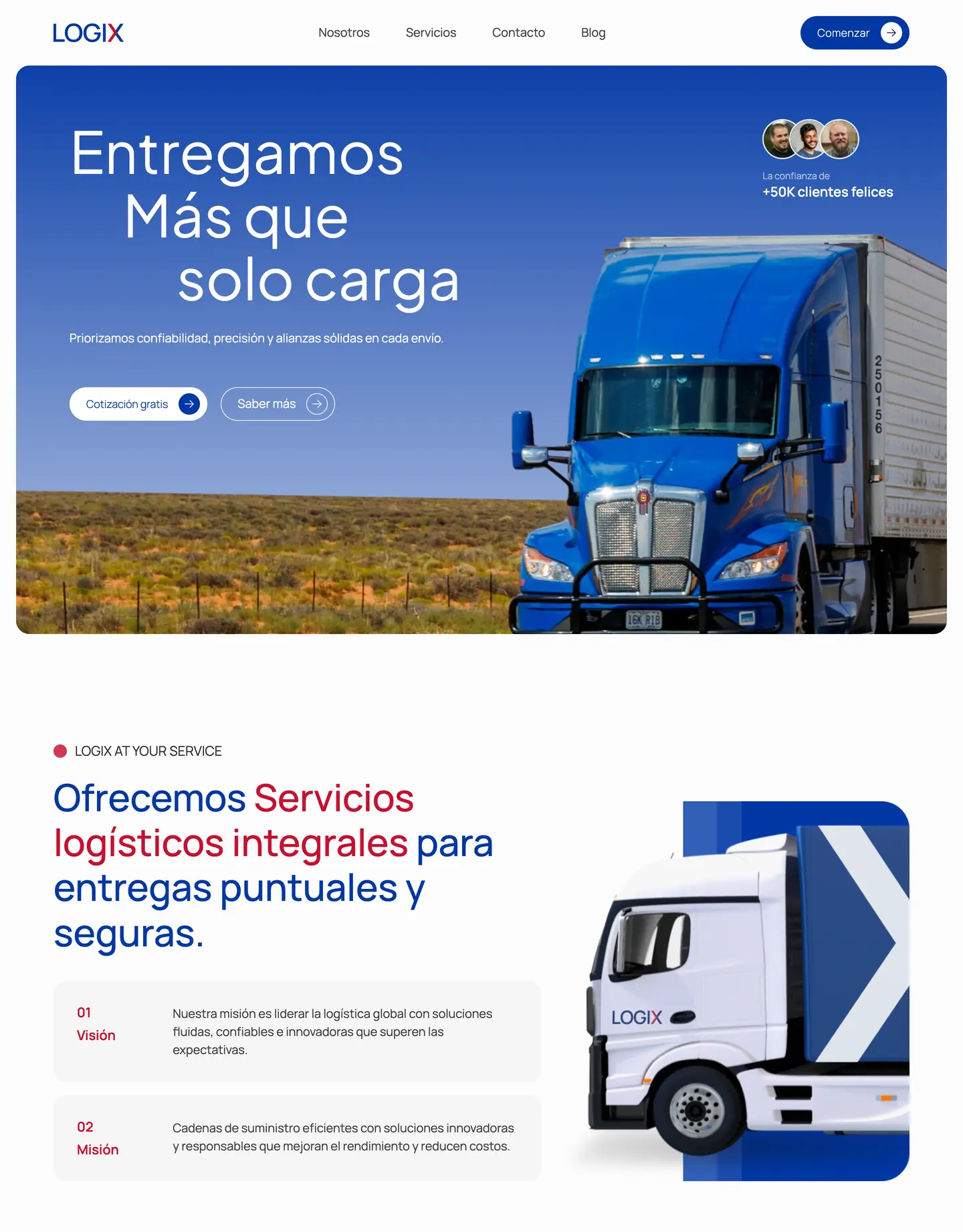 Plantilla de página web para transporte