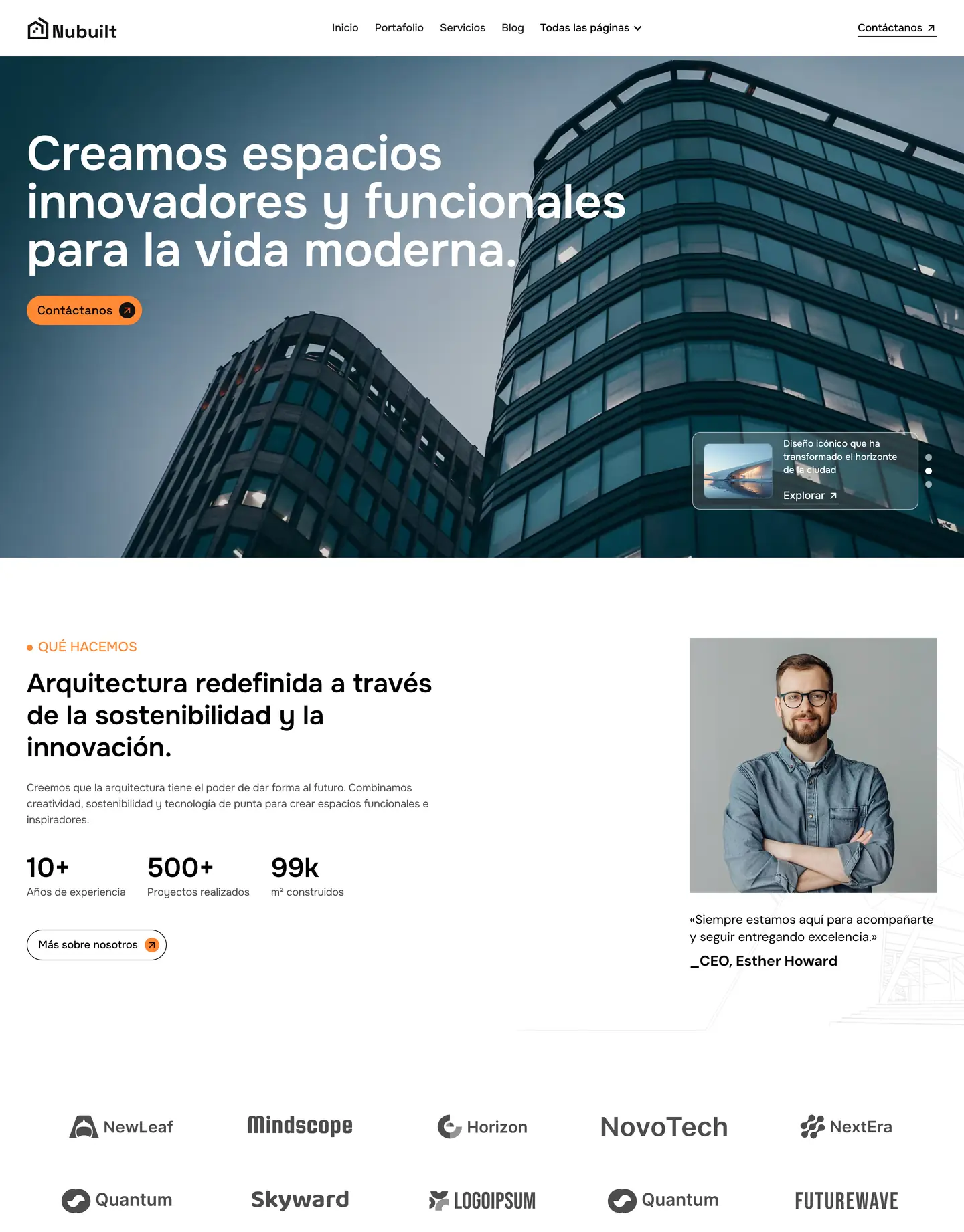 Plantilla de página web para arquitectura