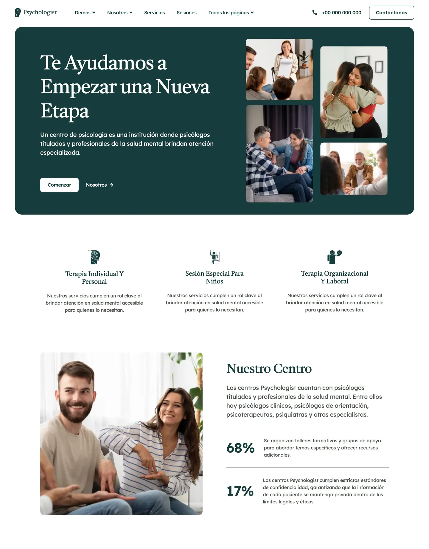 Plantilla de página web para salud y bienestar