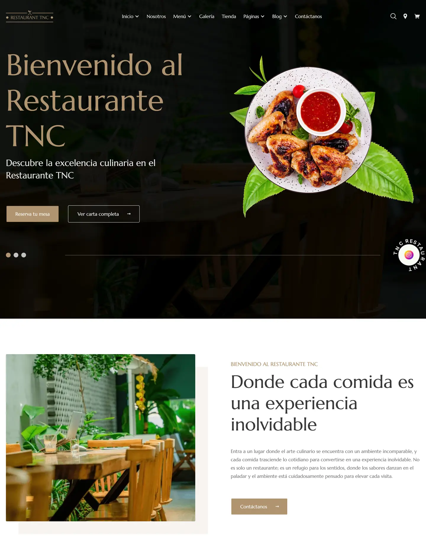 Plantilla de página web para restaurantes y cafés