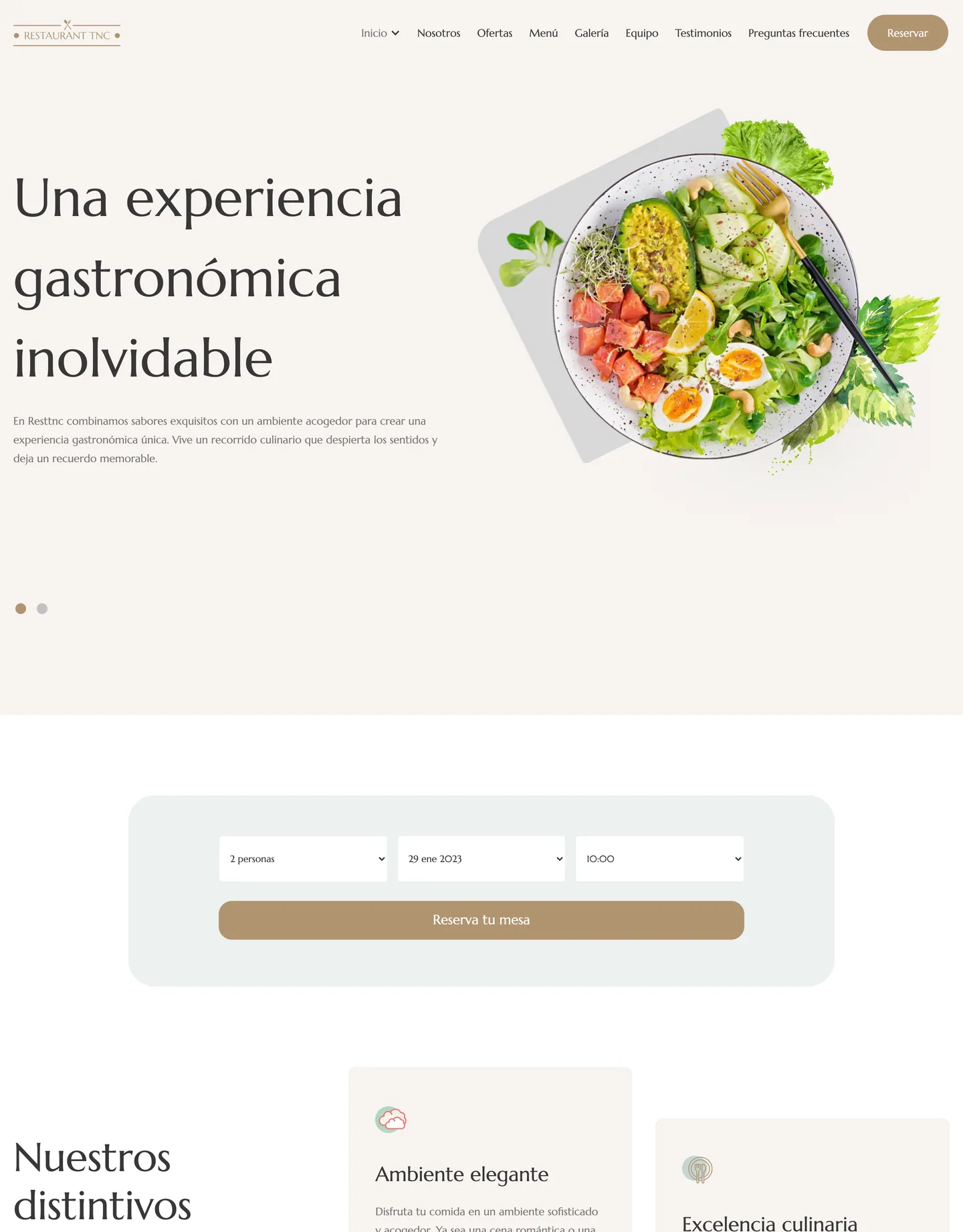 Plantilla de página web para restaurantes y cafés