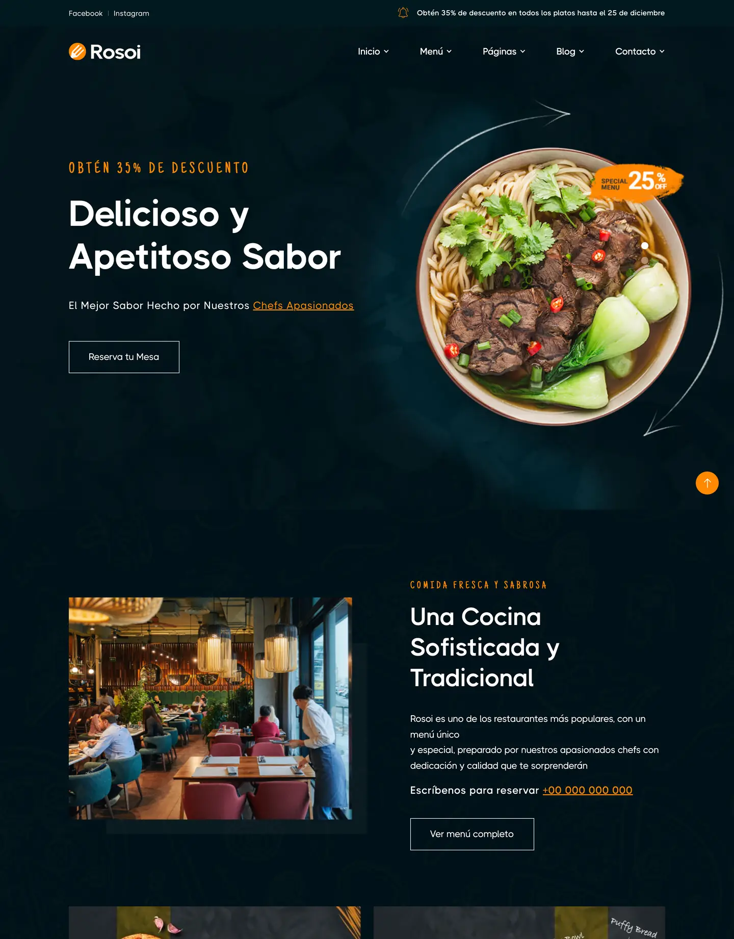 Plantilla de página web para restaurantes y cafés