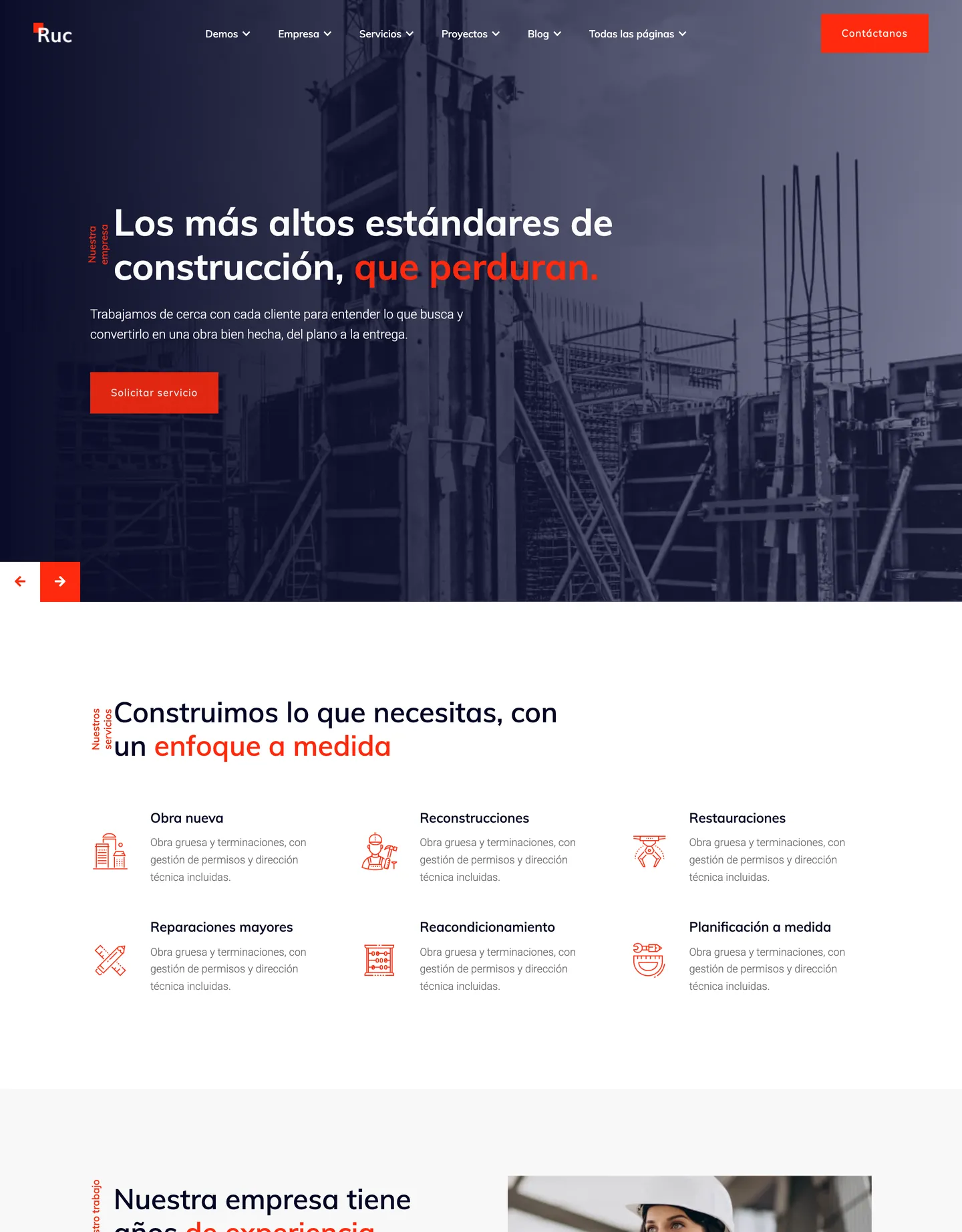 Plantilla de página web para construcción