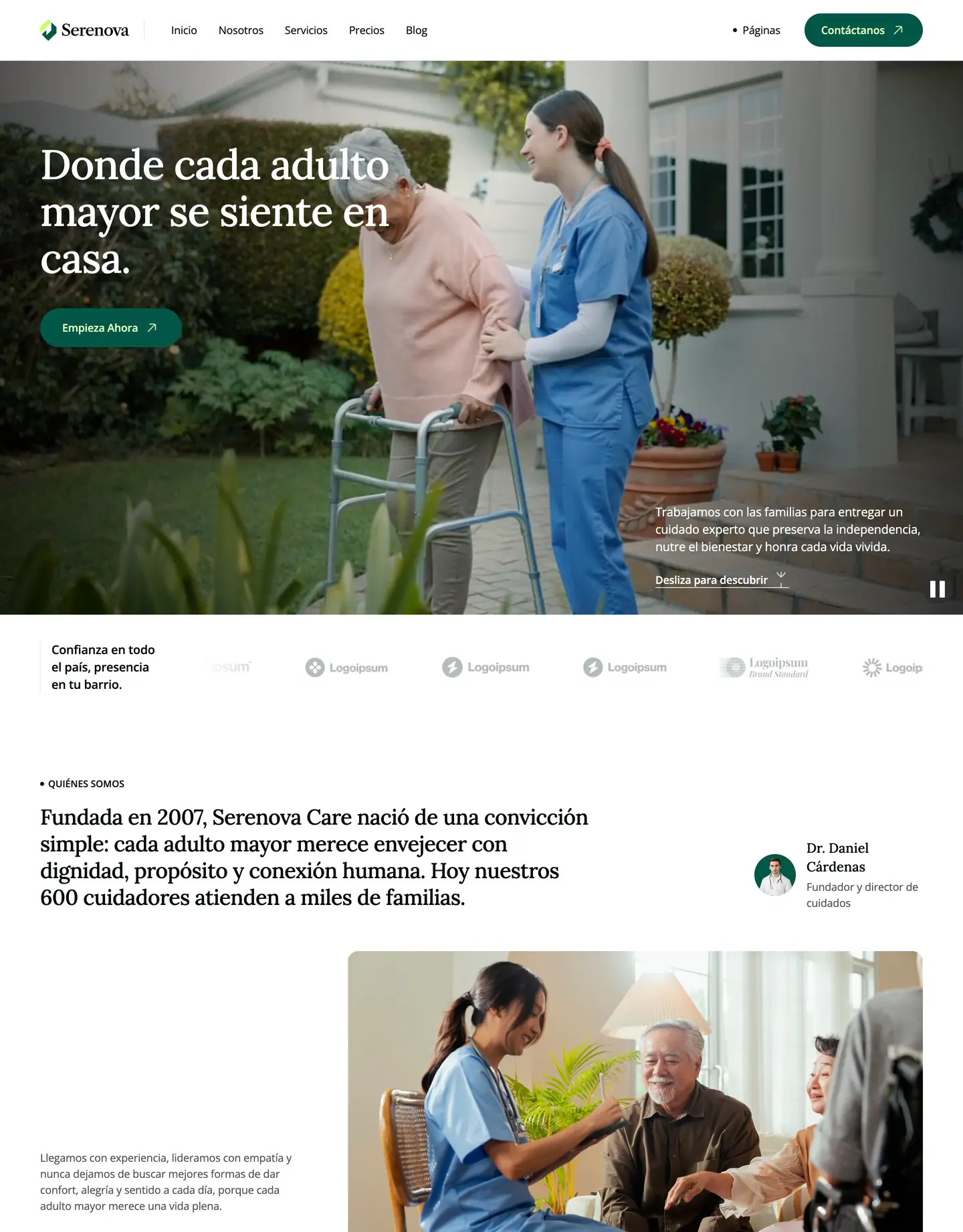 Plantilla de página web para salud y bienestar