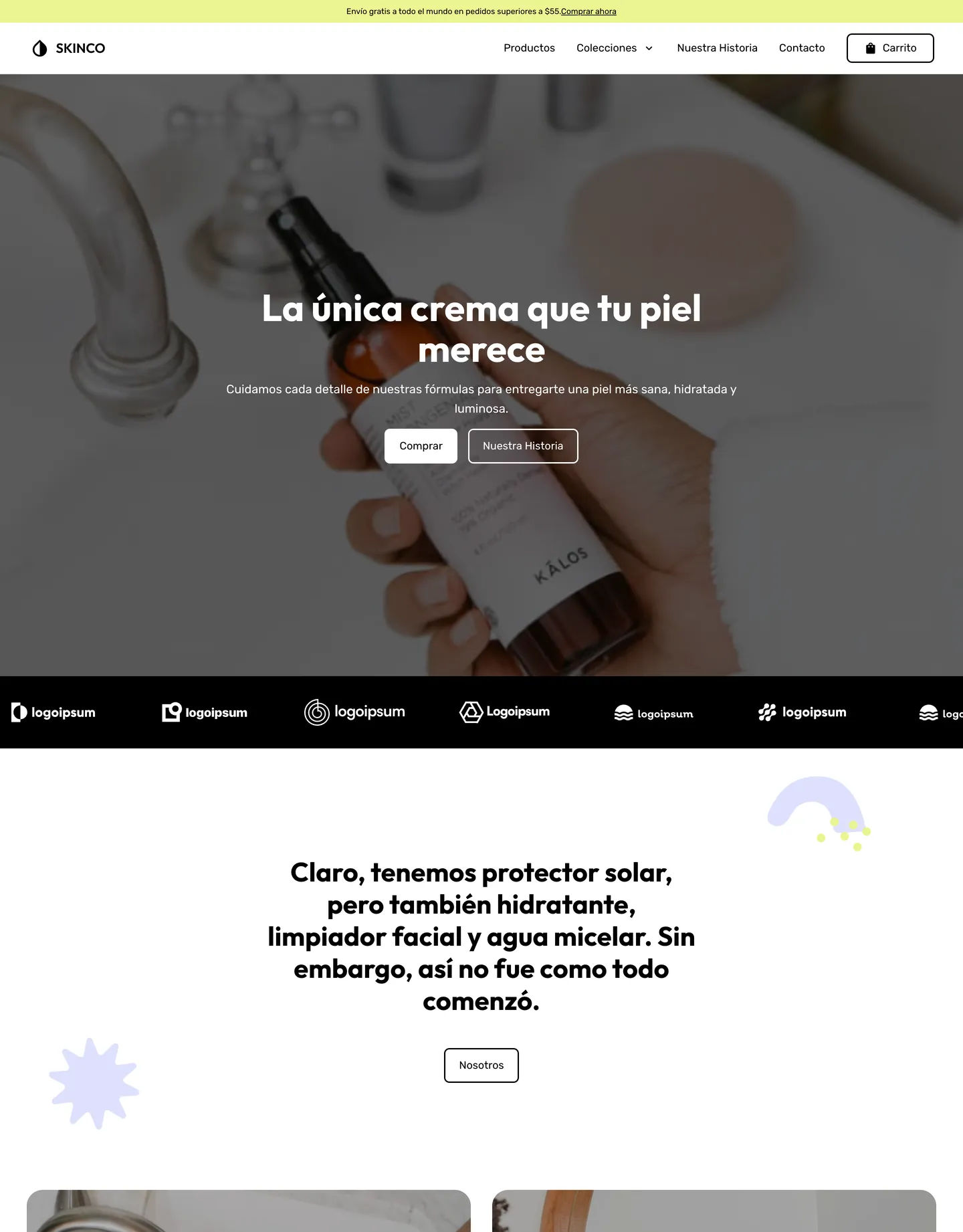 Plantilla de página web para belleza y estética
