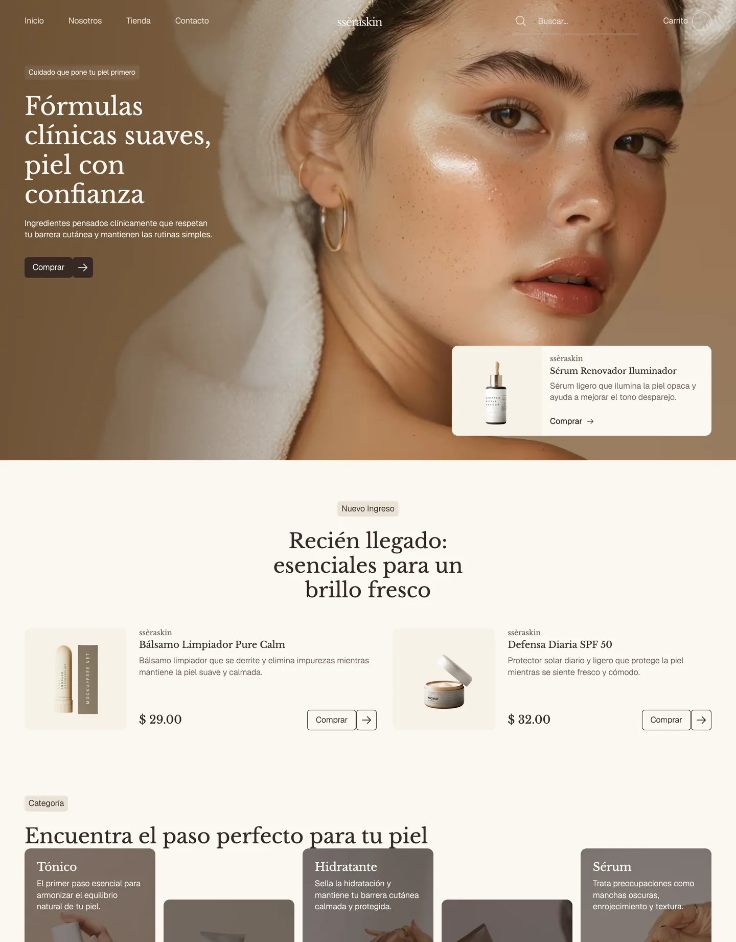 Plantilla de página web para belleza y estética