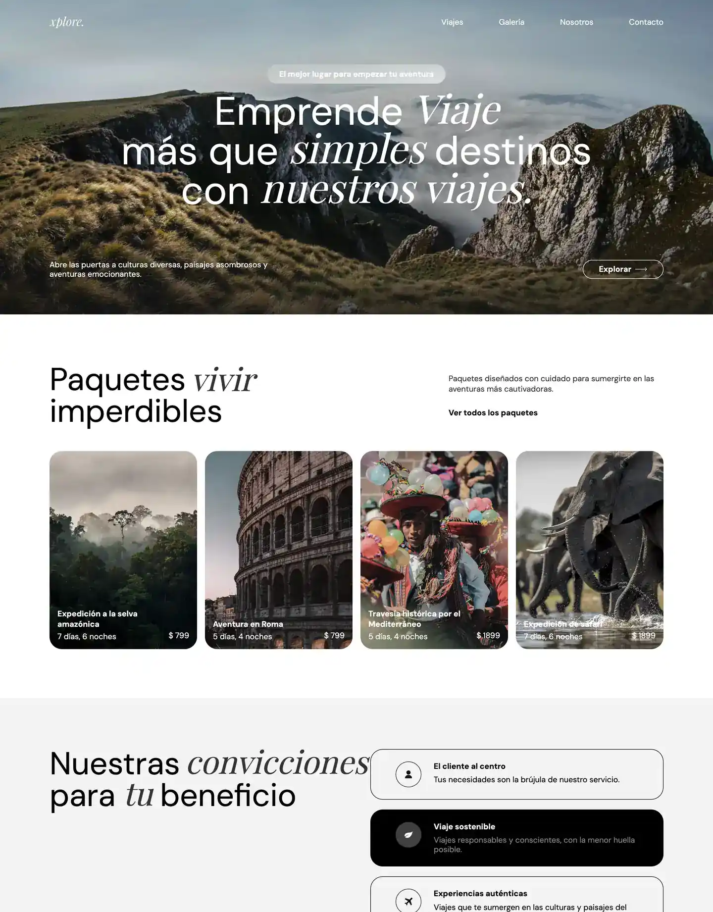 Plantilla de página web para turismo y viajes